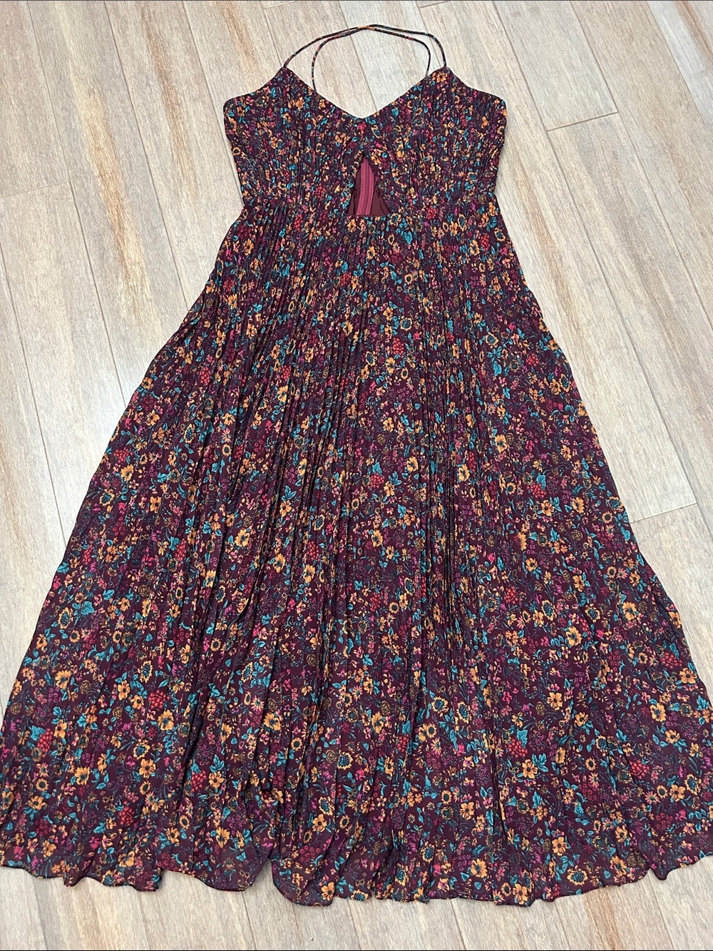 AMUR Burgundy Floral Maxi Dress with Spaghetti Straps size 14